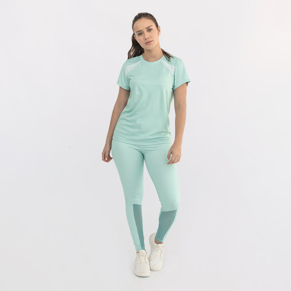 Conjunto de licra deportivos para mujer y camiseta manga corta