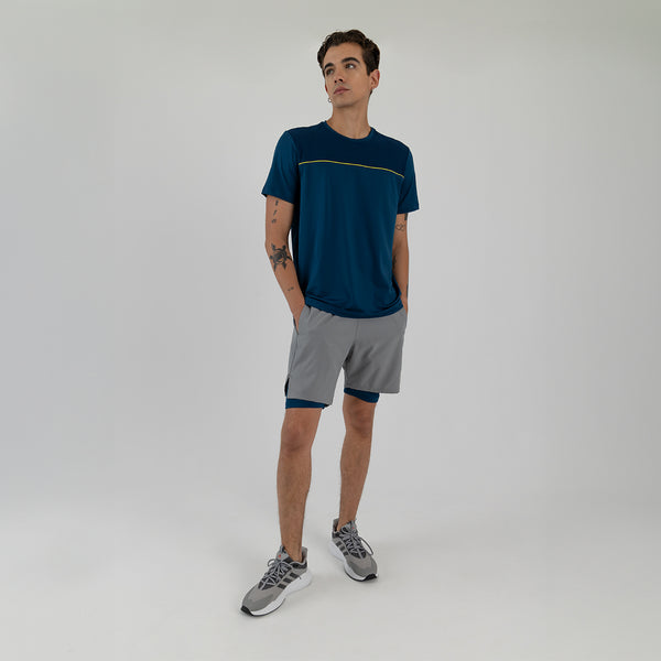 Conjunto deportivo para hombre: Camiseta azul y Pantaloneta gris