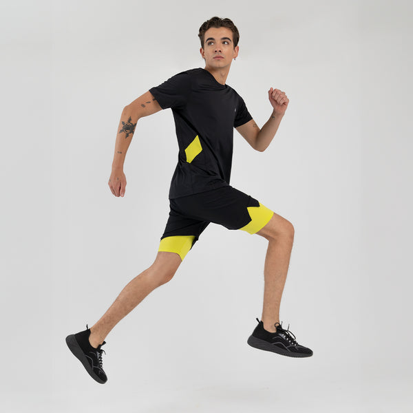 Conjunto Deportivo Hombre Manga Corta y Pantaloneta con Licra Interna